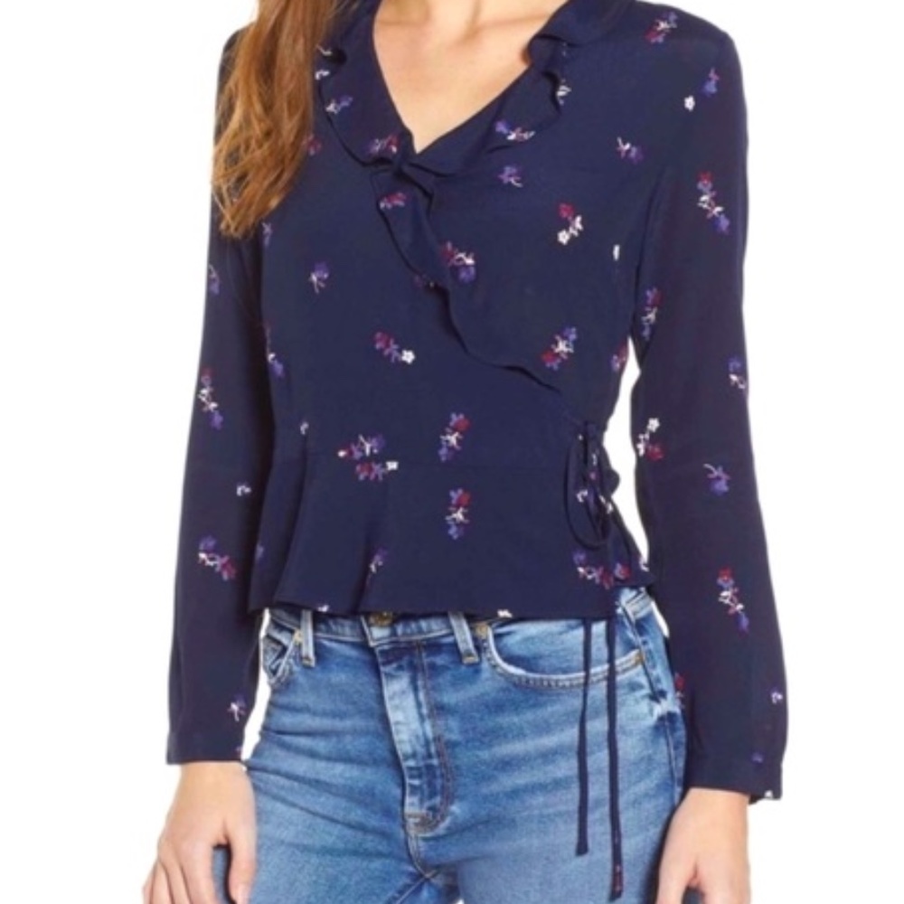 Rails Navy Wrap Blouse